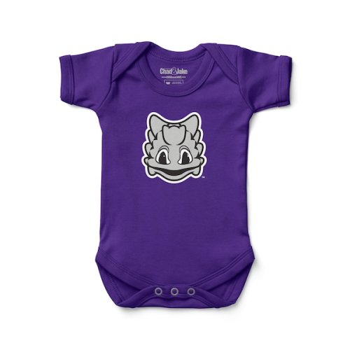 Newborn & Infant Chad & Jake Purple TCU Horned Frogs Mascot Logo Bodysuit