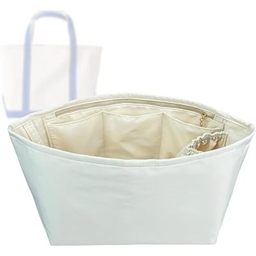 Organizer for Tote Boat, Small/Medium/Large/Extra-Large, Nylon Bag Insert, Water Resistant Material (Medium, Ivory)