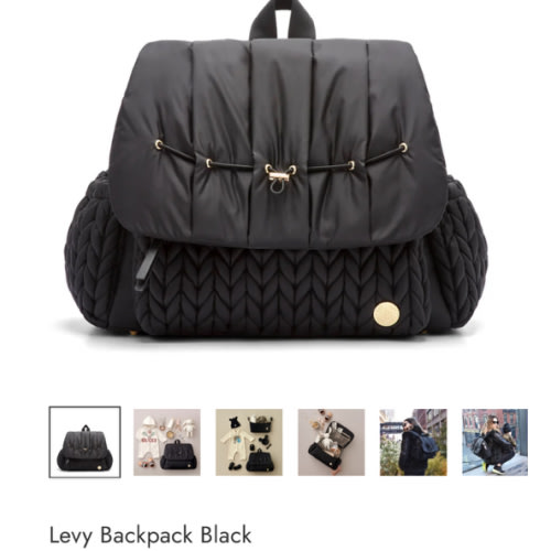 Levy Stylish Diaper Backpack - Black Herringbone