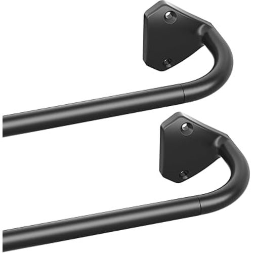Black Wrap Around Curtain Rods for Windows 28 to 60 inch,2 Pack 5/8 inch Adjustable Wrap Around Rod, Blackout Curtain Rods for Bedroom & Outdoor