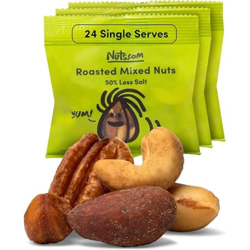 Nuts com Deluxe Roasted Mixed Nuts (50% Less Sodium) - 24 Single Serve