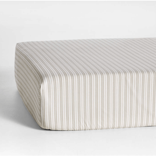 Frenchie Natural Taupe 100% Organic Cotton Baby Crib Fitted Sheet by Leanne Ford