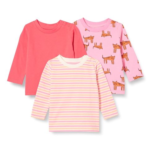 Amazon Essentials Unisex Babies' Relaxed-Fit 100% Cotton Long-Sleeve T-Shirts, Pack of 3
