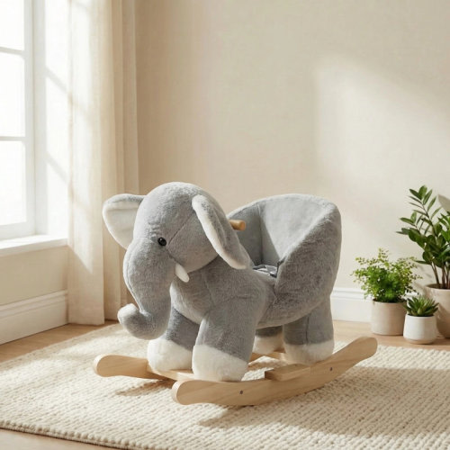 HForesty Safe Baby Rocking Horse With Sound Effects, Stuffed Animal Ride On Toy With Safety Belt For Toddlers 1-3 Years Old, Wooden Rocker For Indoor & Outdoor Play | Wayfair