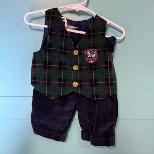 Baby Boys Vintage Velour Christmas Suit.