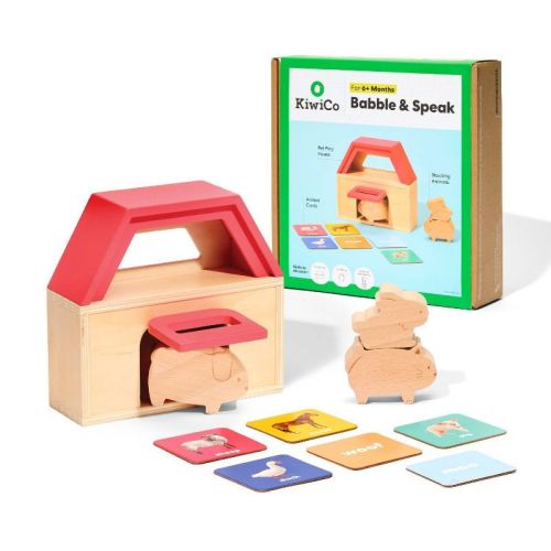 KiwiCo Babble & Speak Wooden Toy Activity Play Center 6m+ - 10pc