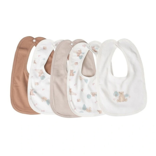 The Little Linen Company Bushland Bear Jersey Bib 5 Pack in Multi | MYER