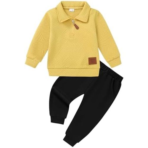 ZOEREA Toddler Baby Boy Clothes Outfits Long Sleeve Solid Sweatshirt and Pants 2 Piece Fall Winter Sweatsuit Set 1-5T