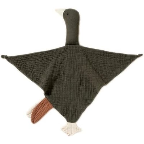 Baby Loveys Security Blankets Cotton Muslin Soft Lovie Cuddly Lovies for Infants Unisex Boy Girls, Cuddle Goose Green Brown