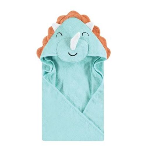 Hudson Baby Infant Boy Cotton Poly Animal Face Hooded Towel, Triceratops, One Size