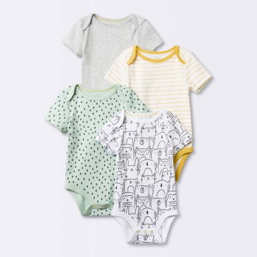 Baby 4pk Modern Hues Short Sleeve Bodysuit - Cloud Island™ Yellow