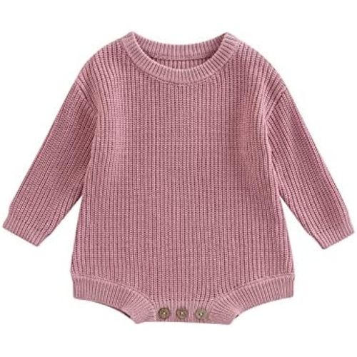 CEHEDDO Newborn Baby Boy Girl Fall Winter Clothes Chunky Knit Sweater Romper Solid Long Sleeve Onesie One Piece Bodysuit