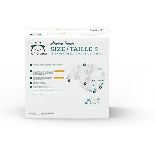 Amazon Brand - Mama Bear Gentle Touch Diapers, Size 3, 168 Count (4 packs of 42)