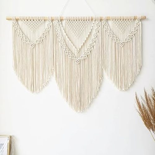 guzhiou Large Macrame Wall Hanging, Boho Woven Tapestry Decor Art, 43"x32"