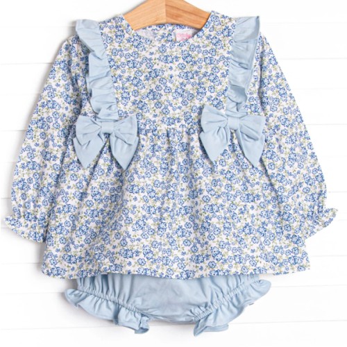Saylor Floral Bow Diaper Set, Blue – Stitchy Fish