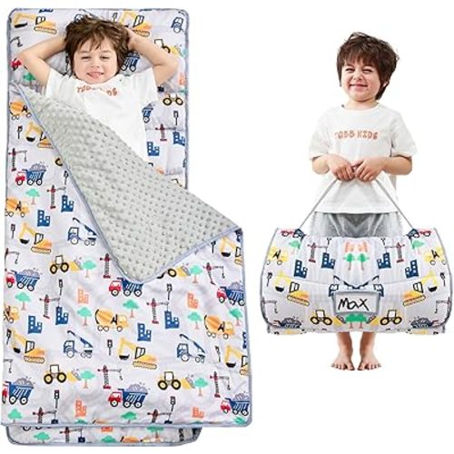 Lasoftan Toddler Nap Mat with Pillow and Blanket, Extra Large Rolled Napping Mats,Slumber Bags for Boys Girls,Kids Sleeping Bag for Daycare, Preschool Travel Camping