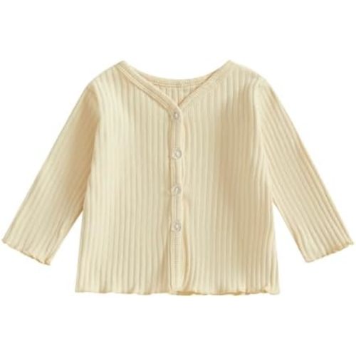 Kids Toddler Girls Lightweight V Neck Cardigan Sweater Long Sleeve Button Down Ruffle Knitwear Casual Knit Sweaters