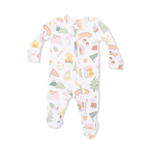 Camping Pink - 2 Way Ruffle Back Zipper Footie – Angel Dear