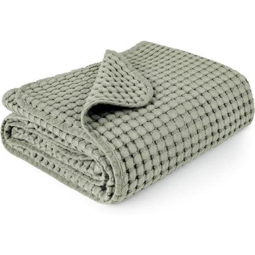 Konssy Waffle Baby Blanket - Soft & Cozy Nursery Swaddle Blanket, Lightweight Toddler Throw for Boys & Girls, Ideal for Wrapping(Amy Green)