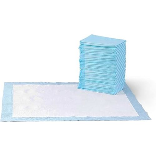 Amazon Basics Puppy Pads with Quick-Dry 5-Layer Leak-Proof Design for Potty Training, X-Large Size 28 x 34 Inch, Pack of 40, Blue & White
