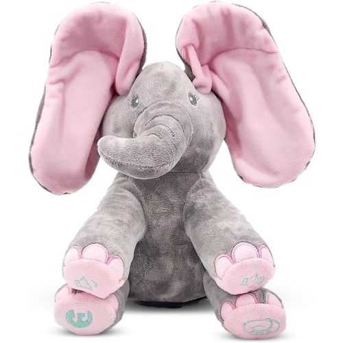 Dimple Kaia Peek A Boo Elephant Toy, Interactive Singing Stuffed Animal Plush with Moving Ears, Musical Stuffed Animal for Babies and Toddlers, Adorable Elephant Baby Toy