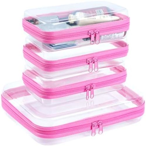 Clear Zipper Pouches, Hard Shell Zipper Case (M+3S)