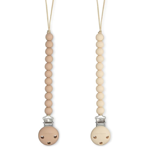 Comfy Cubs Pacifier Clips 2 Pack - 100% Food Grade Silicone Baby Pacifier Clips, BPA & PVC Free - CPSIA Certified, Lightweight and Flexible Baby Gifts - Beige & Light Beige