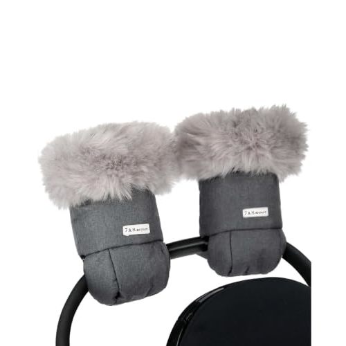 7AM Enfant Stroller Warmmuffs Gloves - Anti-Freeze Stroller Mittens for Handlebars, Water Repellent Hand Warmer Muff for Cold Weather, Plush Lined Stroller Warmmuffs | Winter Stroller Accessories