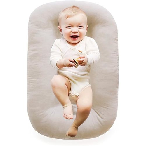 100% Cotton Baby Lounger for Newborn 0-24 Months(Apricot)