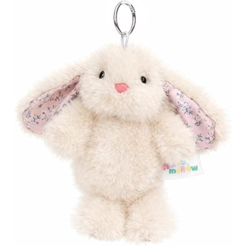 Bunny Stuffed Animal Adorable White Rabbit Plush Toy Soft Bunny Keychain Pendants for Backpacks Cute Easter Birthday Gifts for Girls Kids Adults,Beige