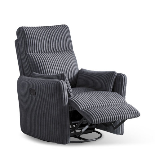 Ebern Designs Modern Swivel Glider Recliner with Adjustable Backrest & Footrest, Plush Corduroy Upholstery & Reviews | Wayfair