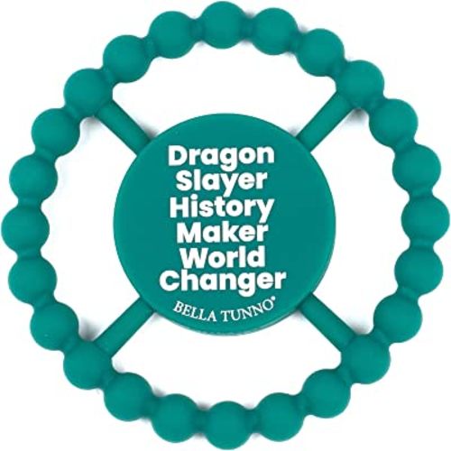 Bella Tunno Happy Teether - Soft & Easy Grip Teething Ring Perfect for Babies and Teething Toys to Help Soothe Gums, Non-Toxic, BPA Free Silicone Teether, Dragon Slayer