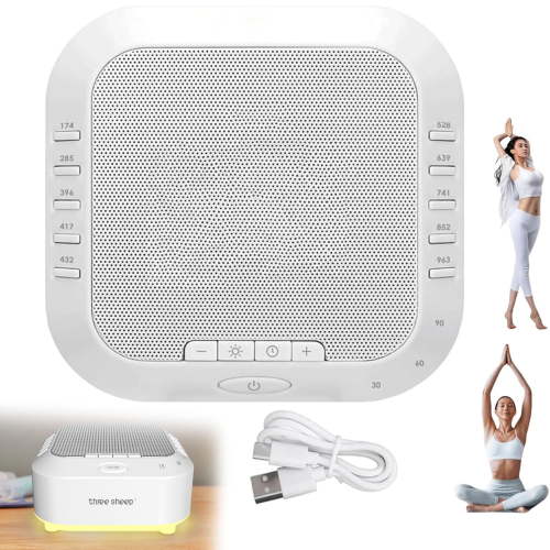Ora Sound Machine Solfeggio Frequencies - Portable White Noise Machine with 28 Soothing Sounds, Night Light & Timer - Sleep Aid for Meditation, Office Focus & Travel Relaxation