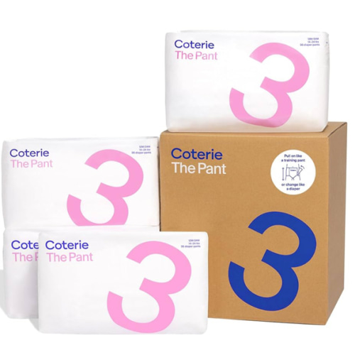 Coterie The Pant, Size 3, Pull Up Style Diapers for Sensitive Skin, Hypoallergenic, Super Absorbent Overnight Leak Protection, 12/24 M (14-24 lbs) 144 Count
