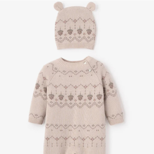 Acorn Fairisle Jumpsuit + Hat Set 2pc – Elegant Baby
