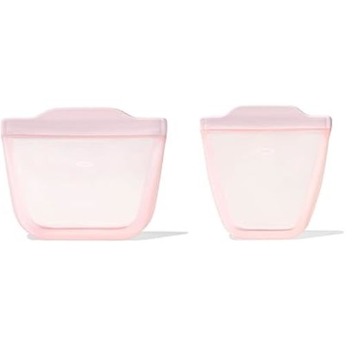 OXO Tot Silicone Reusable Bags – 2 Piece Cup and Snack Set - Blossom