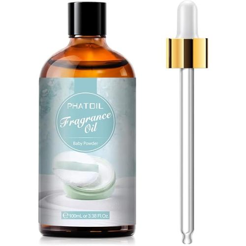 PHATOIL 3.38FL.OZ Baby Powder Fragrance Oils for Aromatherapy, Essential Oils for Diffusers for Home, Perfect for Diffuser, DIY Candle and Soap Making, DIY Scented Products - 100ml
