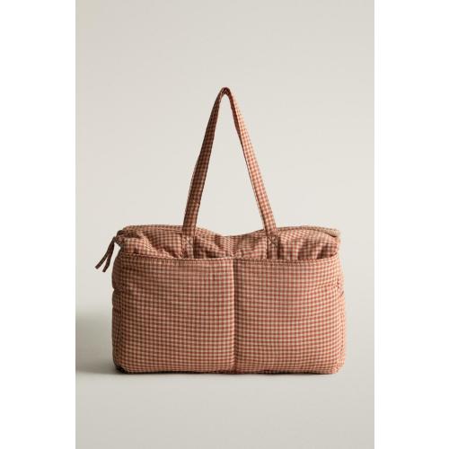 GINGHAM COTTON DIAPER BAG - Dark orange | ZARA United States