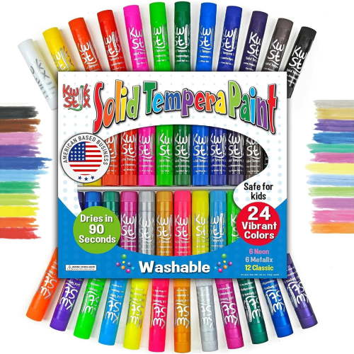 Kwik Stix Solid Tempera Paint Sticks, 24ct, Washable, Quick-Drying