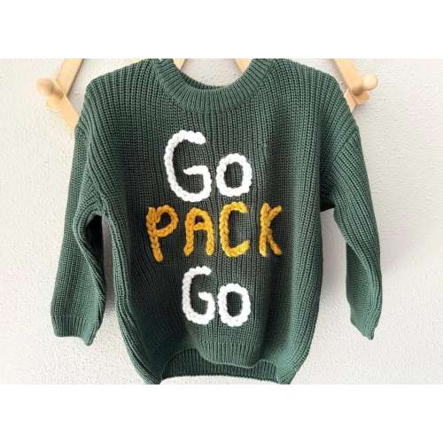 Packers Baby Toddler Personalized Sweater, Go Pack Go, NFL Custom Sweater
