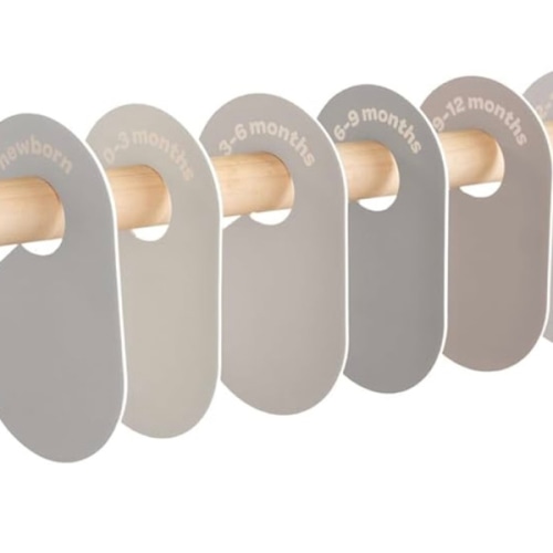 3 Sprouts Baby Closet Dividers Set of 8 - Baby Clothes Organizer Toddler Hanger, Double-Sided Size Labels - Nursery Organization for Baby Clothing Newborn Infant to 2T Boy & Girl - Gray & Beige