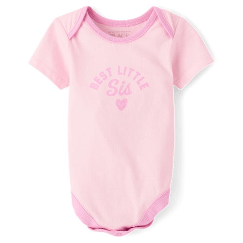 Baby Girls Best Little Sis Graphic Bodysuit - Pink