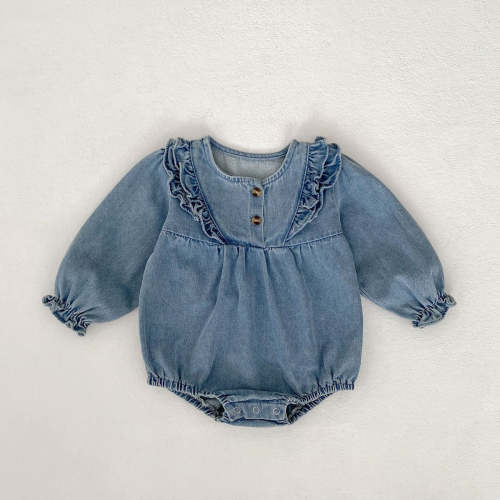 Vintage Ruffle Denim Romper