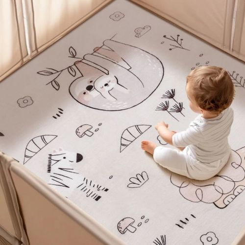 ROBOTIME Baby Playmats, Soft Playmat with Waterproof and Anti-Slip Feature, Portable Mat for Babies Toddlers Infants, Beige, 50"*50"*1.2"