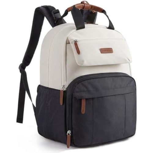 mommore Diaper Bag Backpack, Multi-pocket Large Diaper Bag Travel Backpack for Mom Dad, Quick Access Baby Bag with Insulated Pockets, Changing Pad, Stroller Straps