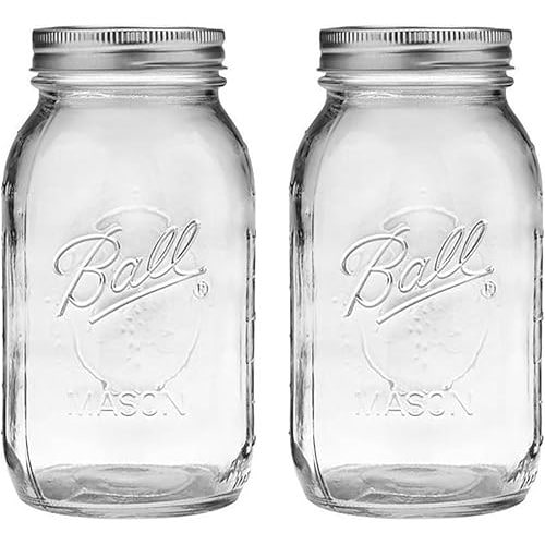 Ball Regular Mouth 32-Ounces Mason Jar with Lids and Bands, Clear,(Pack Of 2)