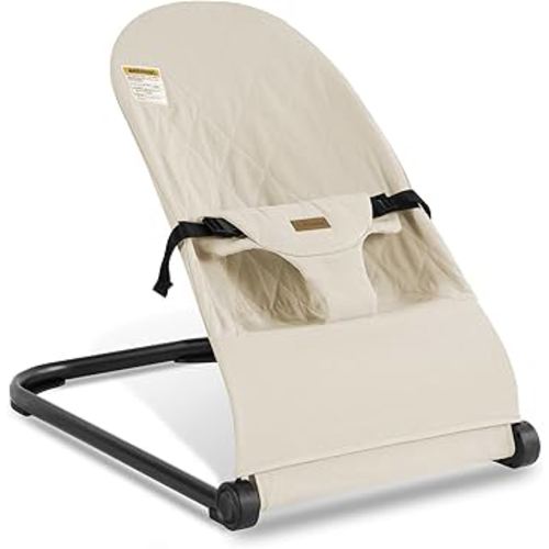 Baby Bouncer,Baby Bouncer Seat,Portable Infant Bouncer with 3-Point Safety Harness,Ergonomic Bouncy Seat, Newborns Bouncer for Babies 0-6 Months up to 20lbs,ASTM-Certified(Apricot)