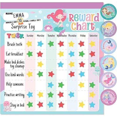 Yasest Reward Chart for Kids – Mermaid Magnetic Kids Behavior Chart
