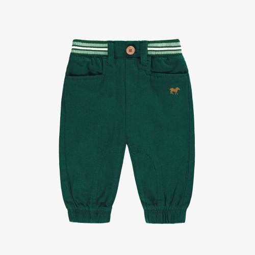 Pantalon vert en lin et coton avec découpes équestres, bébé - Souris Mini
