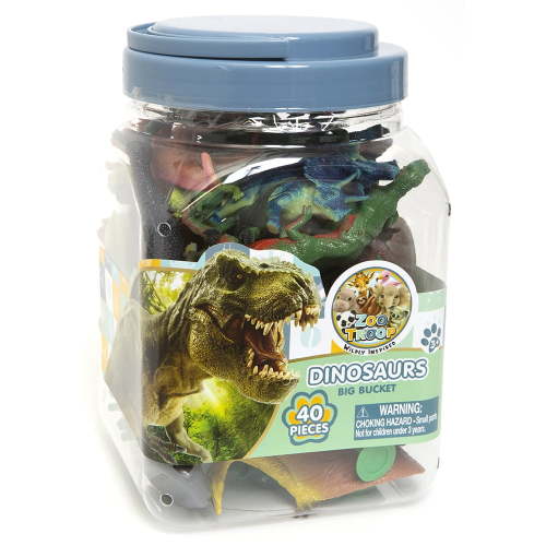 ZOO TROOP Big Bucket of Dinosaurs - 40 Piece Educational Toy for Kids